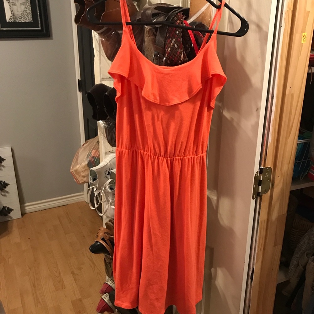 Coral ruffled dress